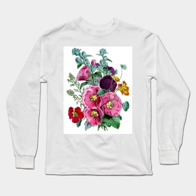 Hollyhocks-Available As Art Prints-Mugs,Cases,Duvets,T Shirts,Stickers,etc Long Sleeve T-Shirt by born30